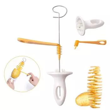 Спиральный резак для картофеля, вращающийся нож для нарезки картофеля и огурцов, ручной нож для нарезки овощей, терка, спиральный резак, барбекю, кухонные гаджеты