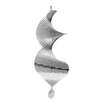 Спиральный ветровой спиннер, украшение, устойчивый к атмосферным воздействиям, для внутреннего и открытого окна, сада, двора, крыльца, металлический 3D колокольчик, подвесной орнамент, кулон серебряный