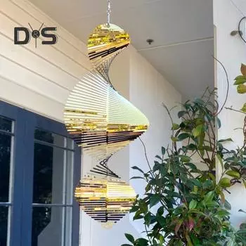 Спиральный ветровой спиннер, украшение, устойчивый к атмосферным воздействиям, для внутреннего и открытого окна, сада, двора, крыльца, металлический 3D колокольчик, подвесной орнамент, кулон серебряный