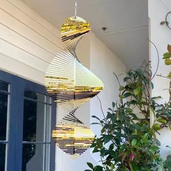 Спиральный ветровой спиннер, украшение, устойчивый к атмосферным воздействиям, для внутреннего и открытого окна, сада, двора, крыльца, металлический 3D колокольчик, подвесной орнамент, кулон серебряный