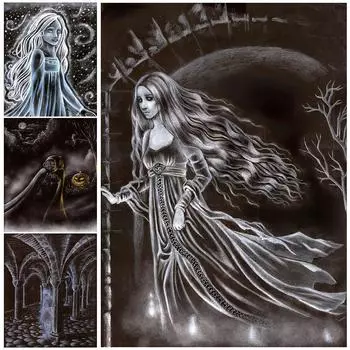 Дух в снегу и привидение Арт-постер и принты Призрачный страж Винтажное настенное искусство Картина на холсте Домашний декор Черно-белая художественная печать Без рамки 21*30cm