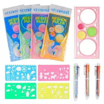 Спирограф Художественная линейка для рисования Детская самодельная картина Шаблон Многофункциональные мультяшные развивающие игрушки Цветные подарки TMZ