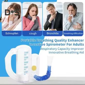 Спирометр Incentive Spirometer 5000ML Измерение объема с индикатором скорости потока Тренажер для глубокого дыхания для студентов, детей, взрослых, пожилых людей Устройство для тренировки легких белый