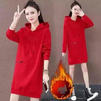 Сплайсинговая толстовка с капюшоном и бархатной подкладкой, женская длинная зимняя 2024 года, новая корейская мода, длинное теплое пальто с длинными рукавами для женщин XXXXXL чёрный