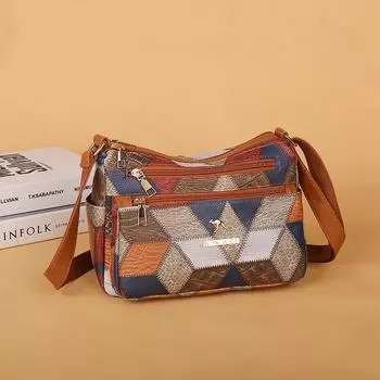 Сплайсированная цветная большая вместительная женская сумка через плечо, маленькая квадратная сумка кофейный