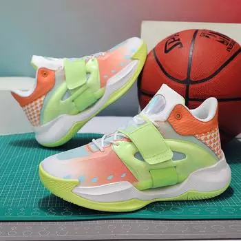 Splash 4th generation basketball shoes men s hollow shock absorption Velcro mesh luminous middle school students sports training sports shoes 36