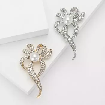 Сплав горный хрусталь жемчужный цветок брошь изысканный простой женский костюм платье корсаж украшение булавка