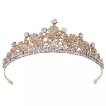 Сплав, инкрустированный белыми стразами, свадебная тиара, свадебная корона в корейском стиле, украшения для волос в форме листа