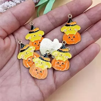 Сплав капающий материал ручной работы DIY аксессуары кулон стильный Хэллоуин 6/10 шт тыквенные бусины Pumpkin 5 /6pcs