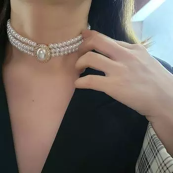 Сплав личности жемчужные ювелирные аксессуары женское ожерелье корейский стиль колье со стразами золотой