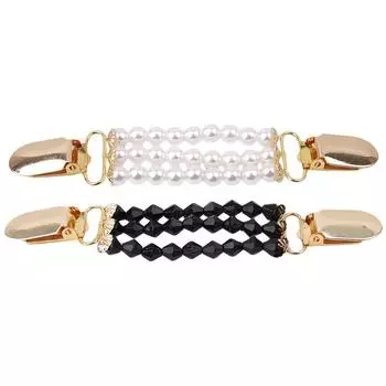 Сплав зажимы для уток гибкие бусины жемчужный свитер кардиган белый черный воротник украшения одежды 1pc чёрный