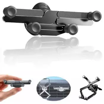 Сплавный мини-автомобиль, безопасный кронштейн, автоматический замок, гладкий складной прочный длинный держатель для телефона для воздуха чёрный