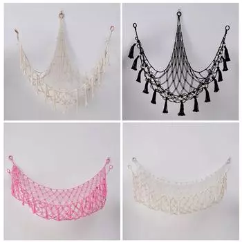 Сплетенная вручную хлопковая веревка для хранения вещей в углу стены, треугольная сетка для хранения игрушек, карман для спальни, сетка для хранения игрушек, гамак для кукол