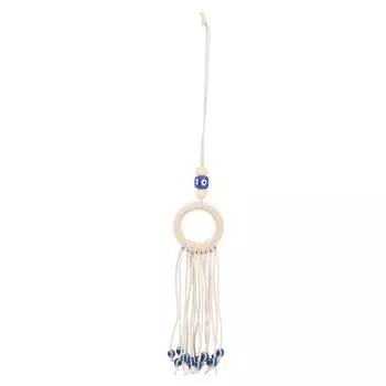Сплетенное вручную украшение, синее украшение от сглаза, подвеска из хлопковой веревки, деревянное кольцо для салона автомобиля