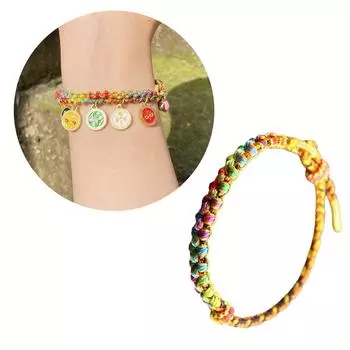 Сплетенный вручную браслет с персиковым цветком, талисман на удачу, хлопковая нить, цепочка на руку, традиционное ремесло A