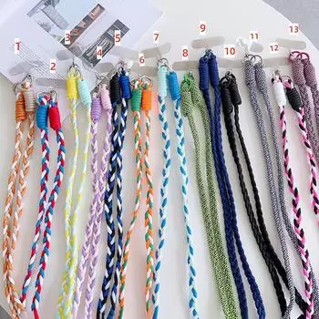 Сплетенный вручную семицветный шнурок для мобильного телефона Iphong 15, шнурок через плечо, веревка для ключей, веревка против потери