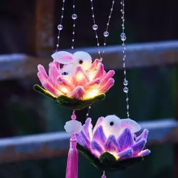 Сплетенный вручную светящийся фонарь середины осени, сумка из материала «сделай сам», ручной светильник в виде цветка лотоса, детский подарок фиолетовый