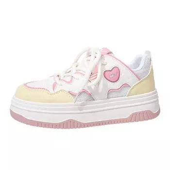 Splicing contrasting mesh board shoes dopamine sweet platform casual shoes outdoor breathable high-value women s shoes 35