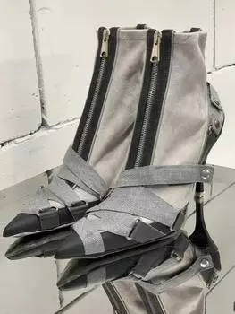 Splicing Cross Strap Ankle Boots Pointed Toe Belt Buckle Fashion Women Short Boots 2025 New Cool Girl Street Style High Heels 35