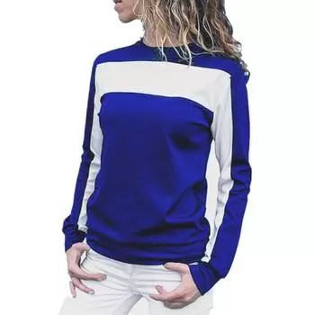 Splicing long-sleeved T-shirt women s contrasting bottoming shirt crew neck slim-fit top S