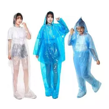 Сплит-дождевик с капюшоном на шнурке, устойчивый к разрыву портативный дождевик для активного отдыха Adult чистый