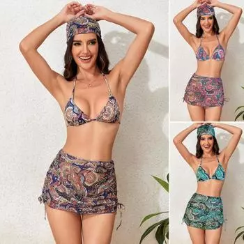 Сплит Купальник Сексуальная Хип Юбка Бикини Четырехсекционный Купальник Бикини S