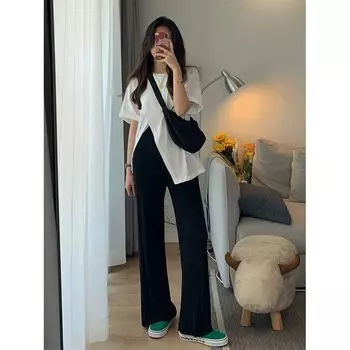 Split Thin Niche Style Asymmetrical Loose Short Sleeve T-Shirt