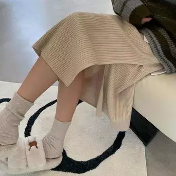Сплит трикотажная юбка женщины высокая талия осень и зима 2022 средняя длина похудение бедра тонкий твердый одношаговая юбка женская
