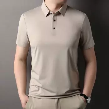 Сплошная цветная бесшовная мужская футболка из ледяного шелка с короткими рукавами, летняя новая стильная повседневная тонкая свободная рубашка для мужчин молодого и среднего возраста M