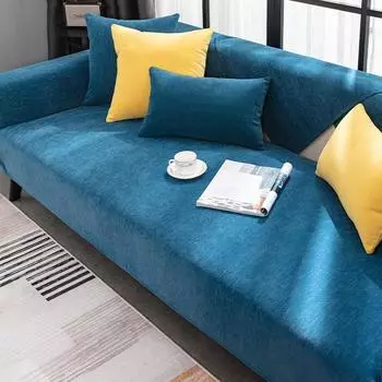 Сплошная цветная диванная подушка из синели, всесезонная универсальная нескользящая легкая легкая роскошная стильная высококачественная простая современная тканевая полотенце 70*70CM