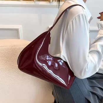 Сплошная цветная глянцевая сумка на плечо, модная сумка-хобо из искусственной кожи, женская модная сумка и сумка-тоут