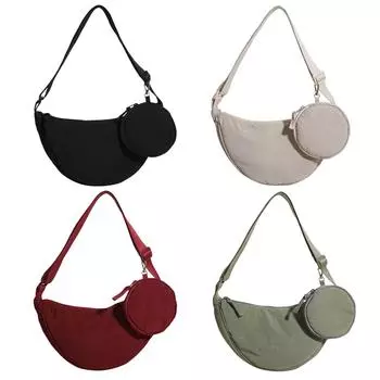 Сплошная цветная нагрудная сумка для женщин, большая вместительная дорожная сумка через плечо с дизайном полумесяца, поясная сумка, женская повседневная уличная поясная сумка 2023 чёрный