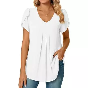 Сплошная цветная повседневная футболка с коротким рукавом и принтом