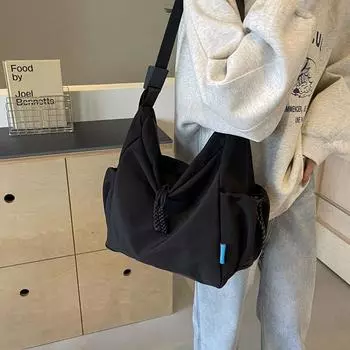 Сплошная цветная сумка через плечо большой емкости для женщин, пригородная сумка через плечо бежевый