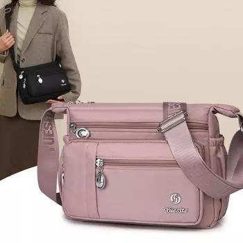 Сплошная цветная сумка через плечо, женская нейлоновая сумка большой вместимости, сумка через плечо для мам среднего и пожилого возраста красный