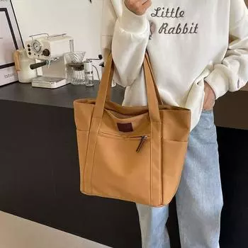 Сплошная цветная сумка-тоут, женская сумка через плечо большой емкости, пригородная сумка с несколькими карманами белый