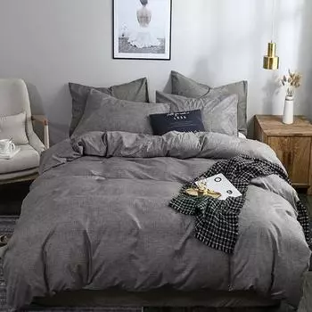 Сплошная цветная текстура 2/3 шт. / Компл. Пододеяльник и наволочка с застежкой-молнией 10 Размер Одиночный Твин Двойной Полный Утешитель Королевского размера 135*200(3pcs синий