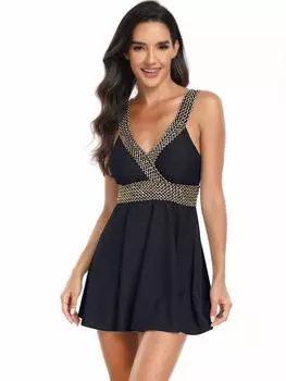 Сплошная цветная юбка без рукавов, женский цельный купальник с эффектом пуш-ап, сексуальный купальник с высокой талией и открытой спиной, черный модный бикини с разрезом S синий