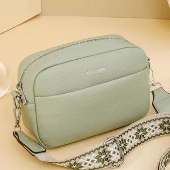 Сплошная женская сумка через плечо из мягкой кожи, пригородная сумка через плечо, простая маленькая квадратная сумка хаки