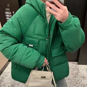 Сплошное цветное пальто, женское корейское свободное пальто, студенческое пальто, зимнее пальто M розовый