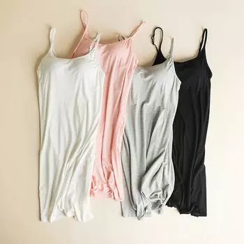 Сплошное цветное платье из модала, ночная рубашка, женское платье с нагрудной подушечкой для домашнего обслуживания M