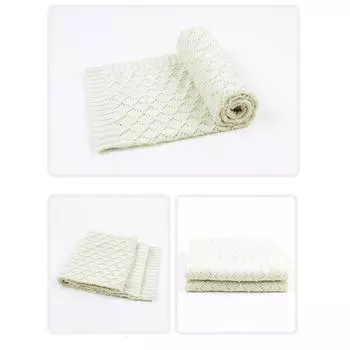 Сплошное детское полое вязаное одеяло крючком, одеяло для сна, пеленание белый