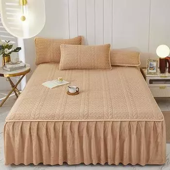 Сплошное молочное бархатное зимнее покрывало, толстое домашнее покрывало в стиле юбки, простыни с наволочкой, хлопковые минималистичные покрывала 90x200cm 2pcs