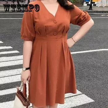 Сплошное женское летнее платье большого размера L-XXXXXL с коротким рукавом и v-образным вырезом выше колена XXXXXL чёрный