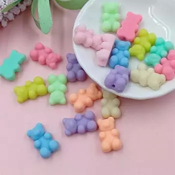Сплошной цвет 18*11 мм DIY ожерелье резиновые браслеты изготовление ювелирных изделий милый медведь бусины свободные бусины 20 шт. в форме медведя 11*18mm 20Pcs мятный зеленый