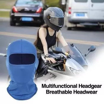 Сплошной цвет Балаклава Лыжная защита для лица Открытый Рыбалка Верховая езда Охлаждающая шея Гетры На всю голову Ветрозащитный солнцезащитный головной убор темно-синий