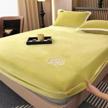 Сплошной цвет бархатная простыня эластичное покрывало наматрасник мягкая на ощупь защита для постельного белья зимняя теплая фланелевая простыня 1pc 90x200cm H30cm