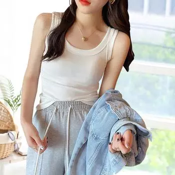 Сплошной цвет, базовая трикотажная майка в рубчик, женские летние винтажные майки без рукавов, крутая уличная одежда для девочек, белые, черные мягкие футболки S белый