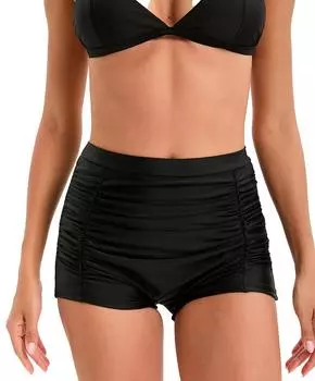 Сплошной цвет, большой размер, женский купальник, купальник с высокой талией, трусы-боксеры S чёрный