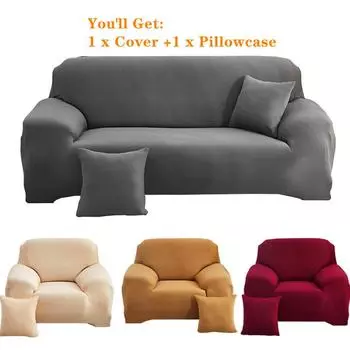 Сплошной цвет чехлы на диван для гостиной эластичный полный чехол для углового дивана чехол для стула 1/2/3/4 местный с наволочкой 1 Seater (90-140cm) розы красного